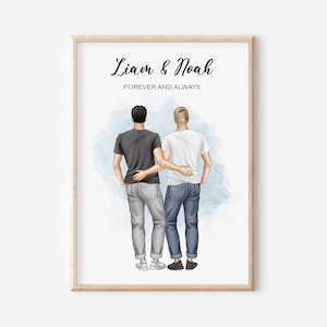 Regalo de pareja gay / Impresión de parejas del mismo sexo / Regalo LGBTQ / Amor familiar / Impresión de compromiso / Regalo personalizado de San Valentín gay para novio