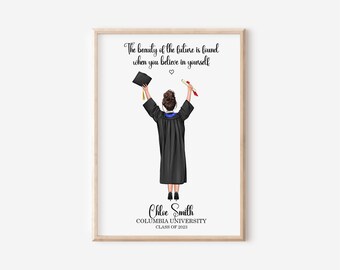 Personalised Graduation Print,Custom Portrait ,Grad Gift for Her, Best Friend, Congrats Keepsake, College Print,Graduation Gift for Friends