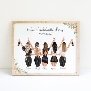 Custom Bachelorette Party Print, Bridal Party Gift, Bridesmaids Portrait,Bride Tribe Print,Gifts For Bride,Custom Bridesmaid Gift