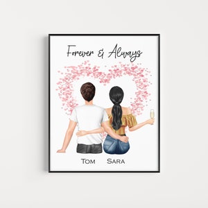 Personalisiertes Paar Print, Jahrestag Geschenk, Geschenk für Paare, Geschenk für Ihn, Freund Freundin, Geschenk für Sie, Valentinstag Geschenk