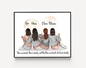 4 Best Friends Quote Frame Best Friends Portrait Group Friendship Print Best Friends Gifts