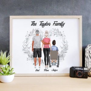 Wheelchair User Gift,Wheelchair Family Print,Dad and Daughter Gift,Disabled Special Wheelchair Gift, Personalized Gifts,Gift for Her