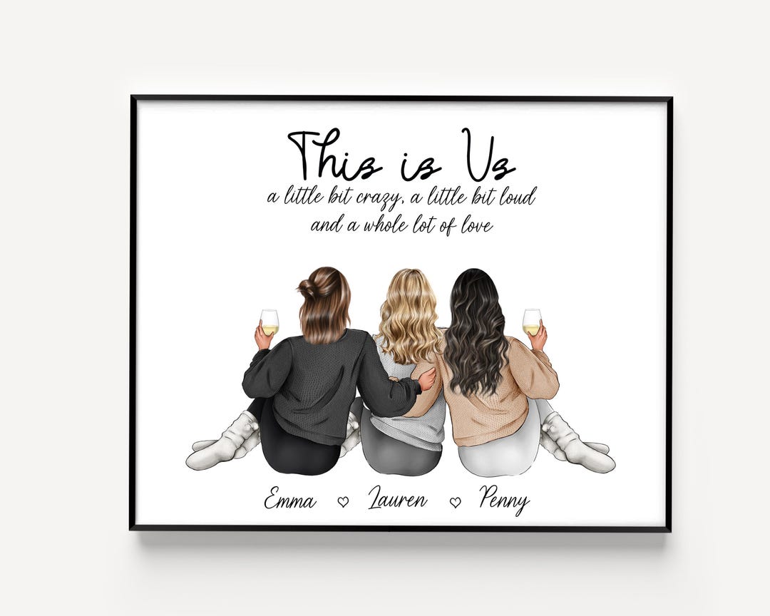 Three Best Friends Gift Picture Custom 3 Friend Prints Best Friends ...