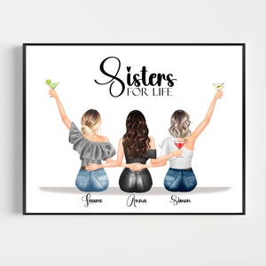 3 Schwestern Geschenk von Schwester Benutzerdefinierte Geschenk Schwester Geburtstagsgeschenk für Schwester Geschenk Personalisiertes Geschenk Geburtstag Schwester Geschenk Schwester Drei Schwestern