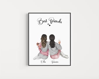 Best Friend Print, Personalised Print, Quote Wall Art, Best Friend Gift, Birthday Gift for Her, Gift for Friend, Bestie Gifts