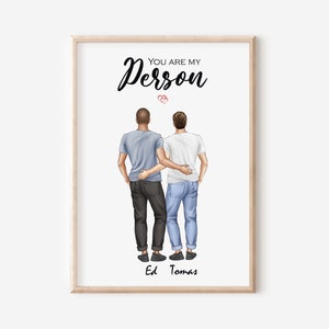 Regalo per coppia gay / Stampa per coppie dello stesso sesso / Regalo LGBTQ / Amore familiare / Stampa di fidanzamento / Regalo di San Valentino gay personalizzato per il fidanzato