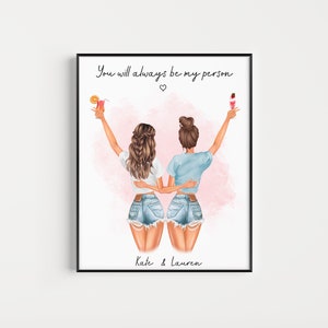 Best friend gift Friendship print Bestie gifts Personalized print Best friends picture Custom gift Friendship quote Birthday gift for her
