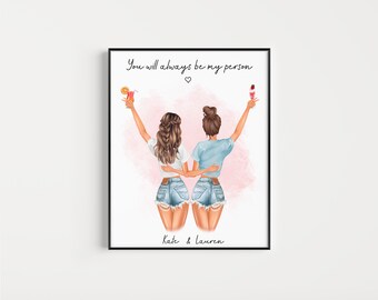 Best friend gift Friendship print Bestie gifts Personalized print Best friends picture Custom gift Friendship quote Birthday gift for her