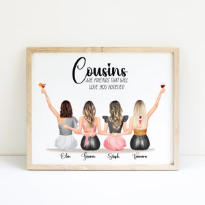 Personalized Cousins Crew Gift Cousin Birthday Gift Four Cousins Gift Custom 4 Cousins Gift Cousins Print Cousins Picture Cousins Painting