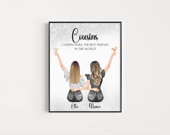 Gift For Cousin, Personalised Cousins Print, Birthday Gift For Her, Cousin Gifts