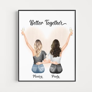 Poster delle migliori amiche Stampa regalo personalizzato Stampa fidanzata migliori amiche Migliori sorelle sedute 4 BFF Migliori amiche Regali per donne