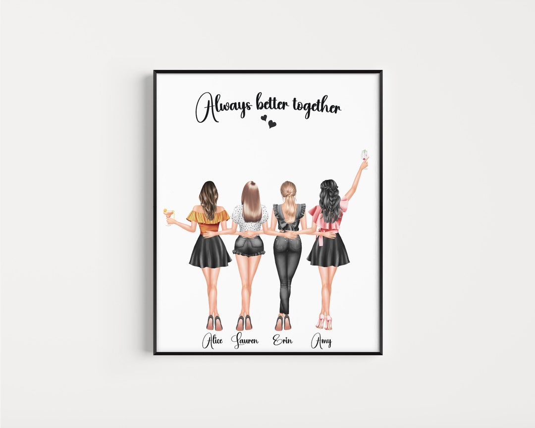 Friendship Print,4 Best Friend Gift, Group of Friends Print,best