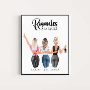 Regalo per coinquilini, stampa personalizzata per coinquilini, regalo per coinquilini personalizzato, decorazione per dormitorio, regalo per coinquilini, decorazione da parete per coinquilini universitari, regalo per 3 coinquilini