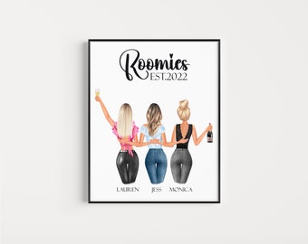 Roommate Gift Custom Roommates Print Personalized Roommate Gift Dorm Decor Roomies Gift Wall Decor For College Roommates Gift 3 Roomies Gift