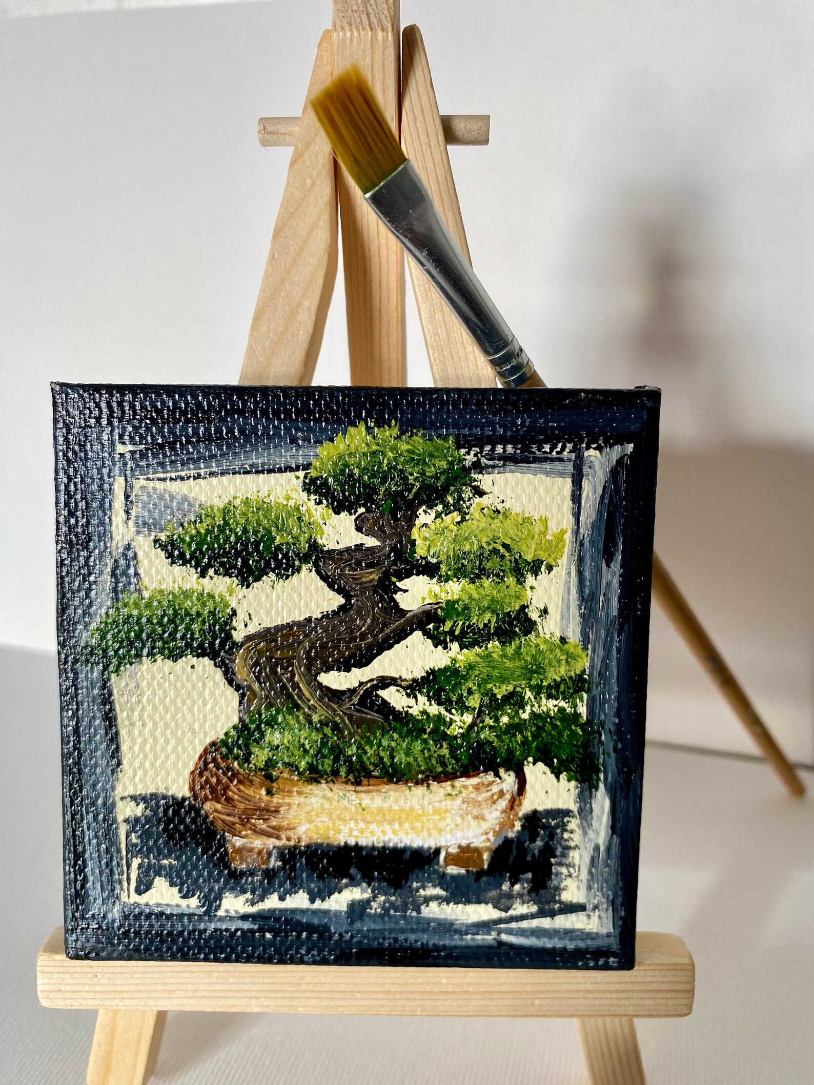 Original Mini Bonsai Tree Acrylic Painting With Free Mini Etsy