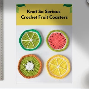 Crochet Fruit Coaster Pattern Set | Watermelon, Kiwi, Lime & Lemon | Beginner DIY PDF | Cute Kitchen Decor
