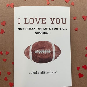 Carte de football | Je t’aime | Drôle de carte de Saint-Valentin | Carte pour lui | Carte d’anniversaire amusante