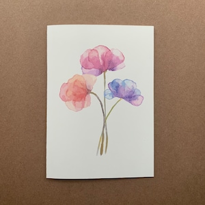 Carte de vœux à l’aquarelle fleurie | Carte vierge | Carte d’art peinte à la main | Carte de vœux simple et élégante vierge