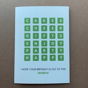 Carte d’anniversaire Wordle | Carte d’anniversaire amusante | Carte d’art peinte à la main | Carte de vœux amusante