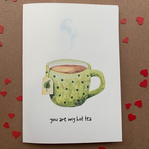 Carte Tea Lover | Je t’aime | Carte de Saint-Valentin mignonne et drôle | Carte d’anniversaire mignonne