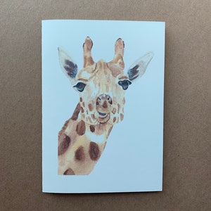 Carte de vœux aquarelle d’animal girafe | Carte vierge | Carte d’art peinte à la main | Carte de vœux simple et élégante vierge