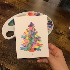 Carte d’arbre vierge arc-en-ciel | Cadeau d'anniversaire | Carte de vœux | Peinture à l'aquarelle