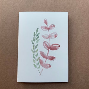 Carte de vœux à l’aquarelle fleurie | Carte vierge | Carte d’art peinte à la main | Carte de vœux simple et élégante vierge