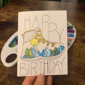 Hiking Birthday Card | Birthday Card for Hiker | Greeting Card | Watercolour Painting