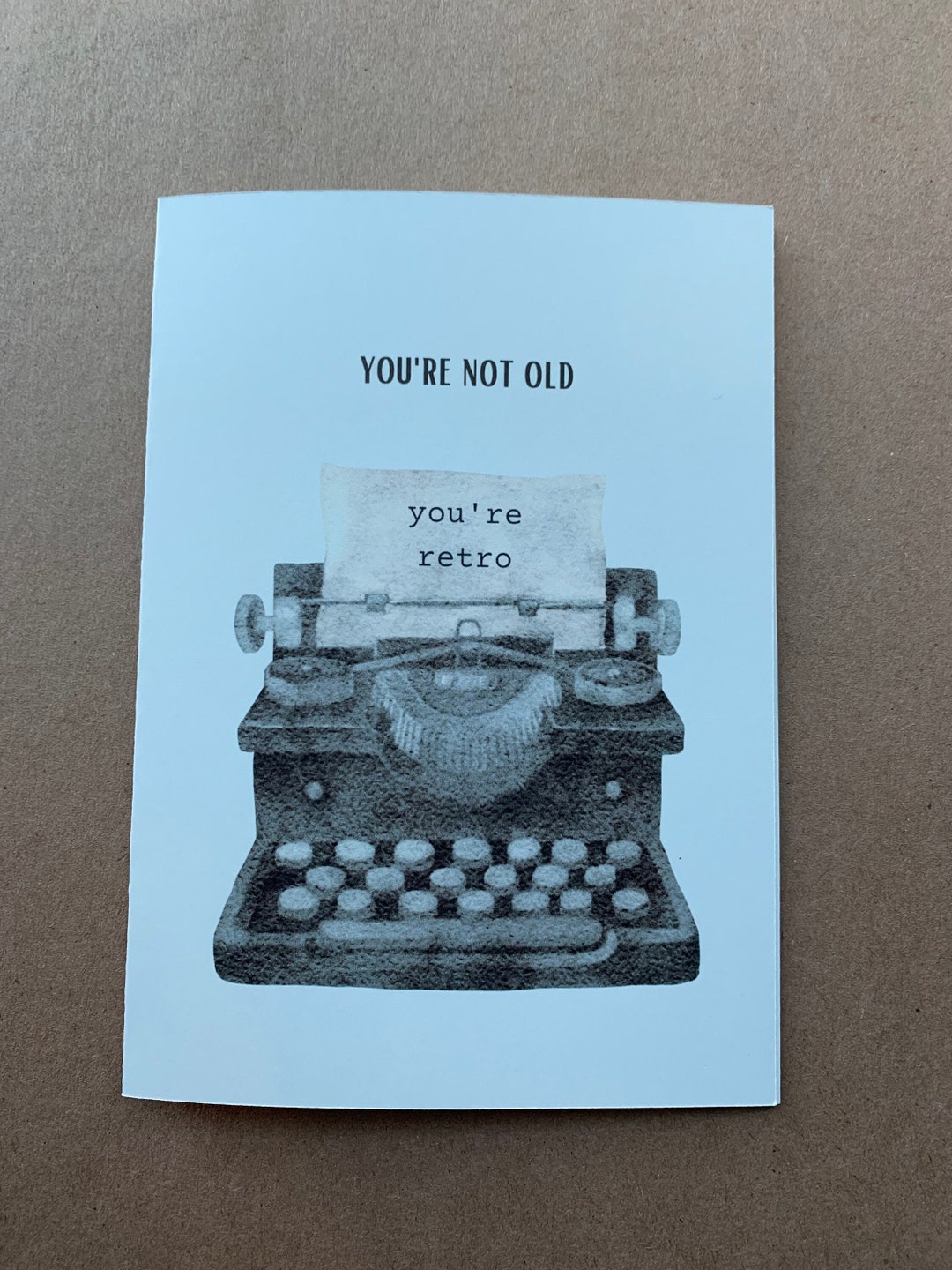 Old Typewriter Birthday Card Funny Birthday Card Hand Painted Art Card