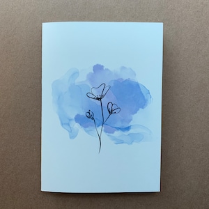 Carte de vœux à l’aquarelle fleurie | Carte vierge | Carte d’art peinte à la main | Carte de vœux simple et élégante vierge