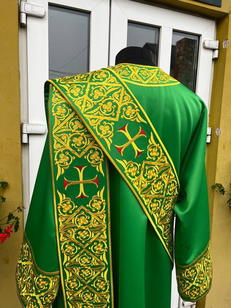 Protodeacon Embroidered Green Protodeacon Vestment – Orthodox Greek Style - Etsy