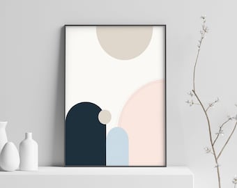 Minimalistische geometrische kunstdruk: moderne abstracte vormen (digitale download)