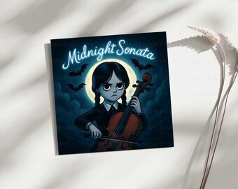 Wednesday Addams Halloween-cadeaukaart – Griezelige afdrukbare kunst | Digitale Trick or Treat-kaart downloaden