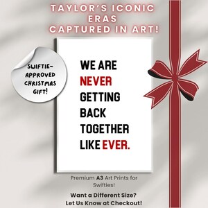 Taylor Swift regalo di Natale / poster stampabile / arte digitale da parete Swiftie / opzione incorniciata disponibile / decorazioni con testi di canzoni / idea regalo per le feste