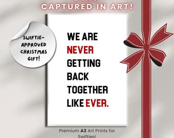 Taylor Swift-kerstcadeau | Afdrukbare poster | Digitale Swiftie-muurkunst | Ingelijste optie beschikbaar | Songteksten Decor | Cadeau-idee voor de feestdagen