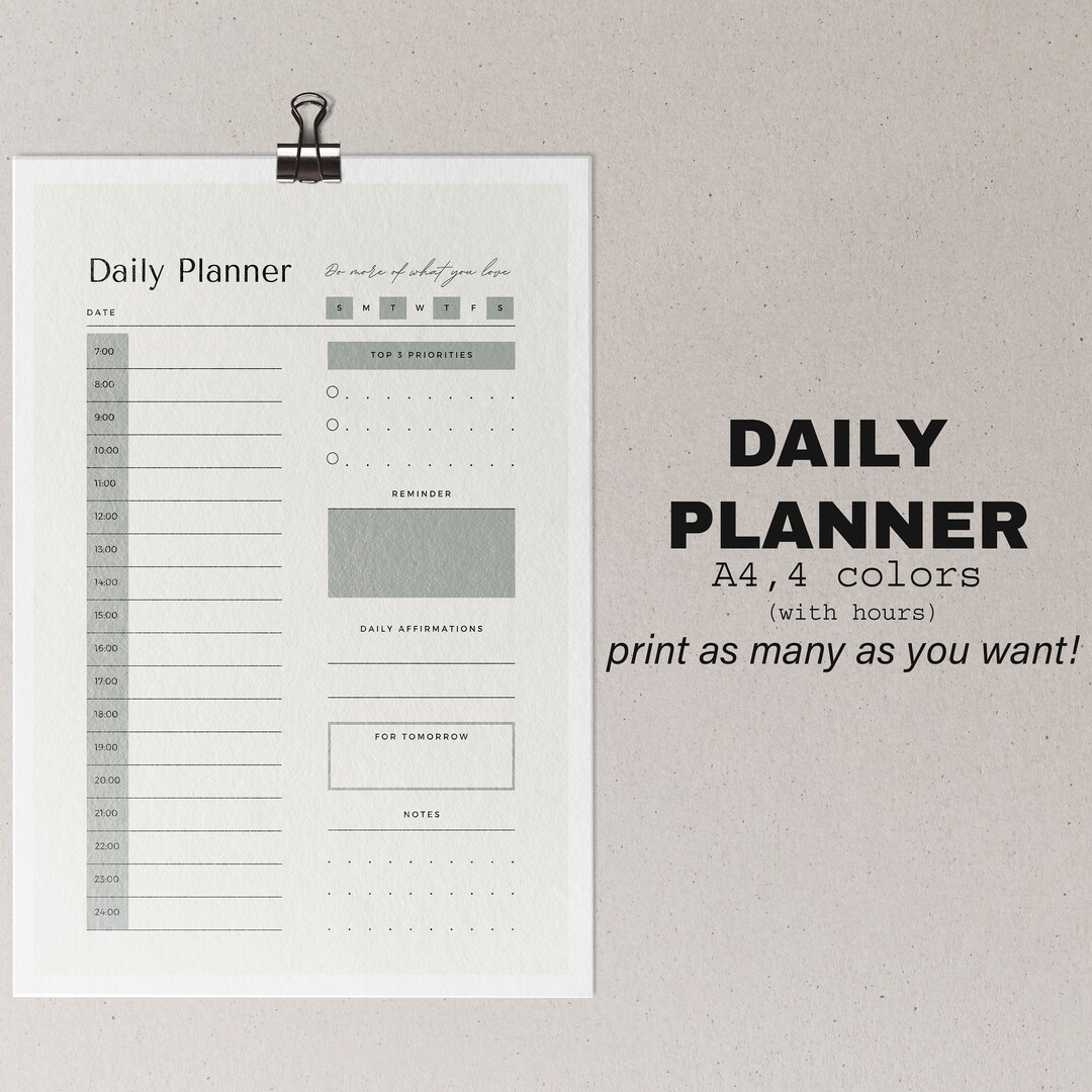 Printable Daily Planner: Minimalist A4 Design (instant Download) - Etsy