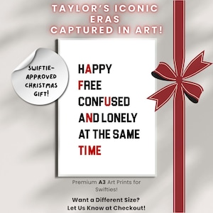 Taylor Swift regalo di Natale / poster stampabile / arte digitale da parete Swiftie / opzione incorniciata disponibile / decorazioni con testi di canzoni / idea regalo per le feste