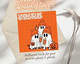Halloween Gift Card with Envelope | 10x10 cm Premium Photo Print | Spooky Cute Greeting Card | Perfect Spooky Season Gift