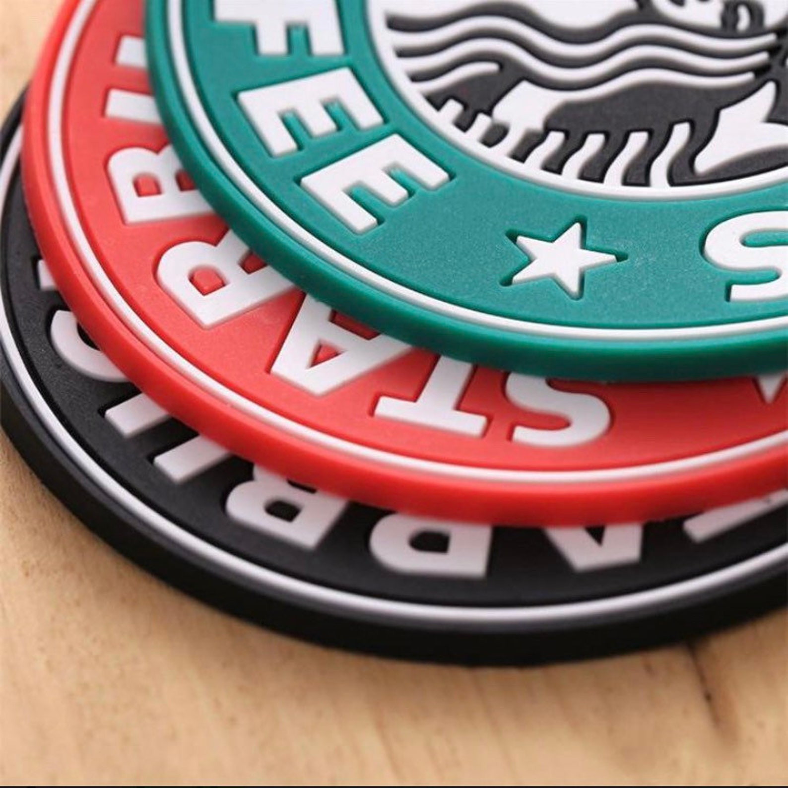 Silicone Starbucks Coasters. Available in Red Green and Etsy