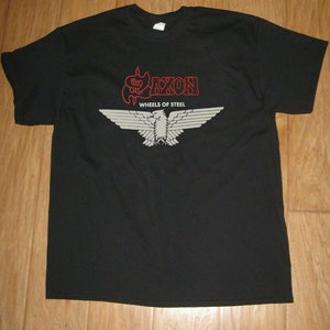 LONG SLEEVE BLACK T-SHIRT SAXON WHEELS OF STEEL'80 NWOBHM IRON MAIDEN SHORT LONG SLEEVE BLACK T-SHIRT SAXON WHEELS OF STEEL'80 NWOBHM IRON MAIDEN SHORT