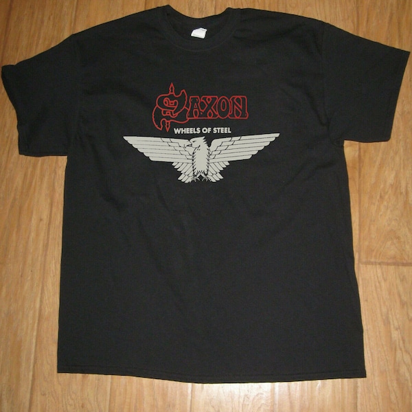 New Saxon Concert Wheels of Steel Tour Heavy metal Band Men's T-Shirt Size USA