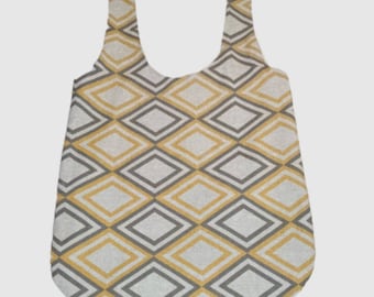 Beige and Yellow Diamond Pattern Tote Bag