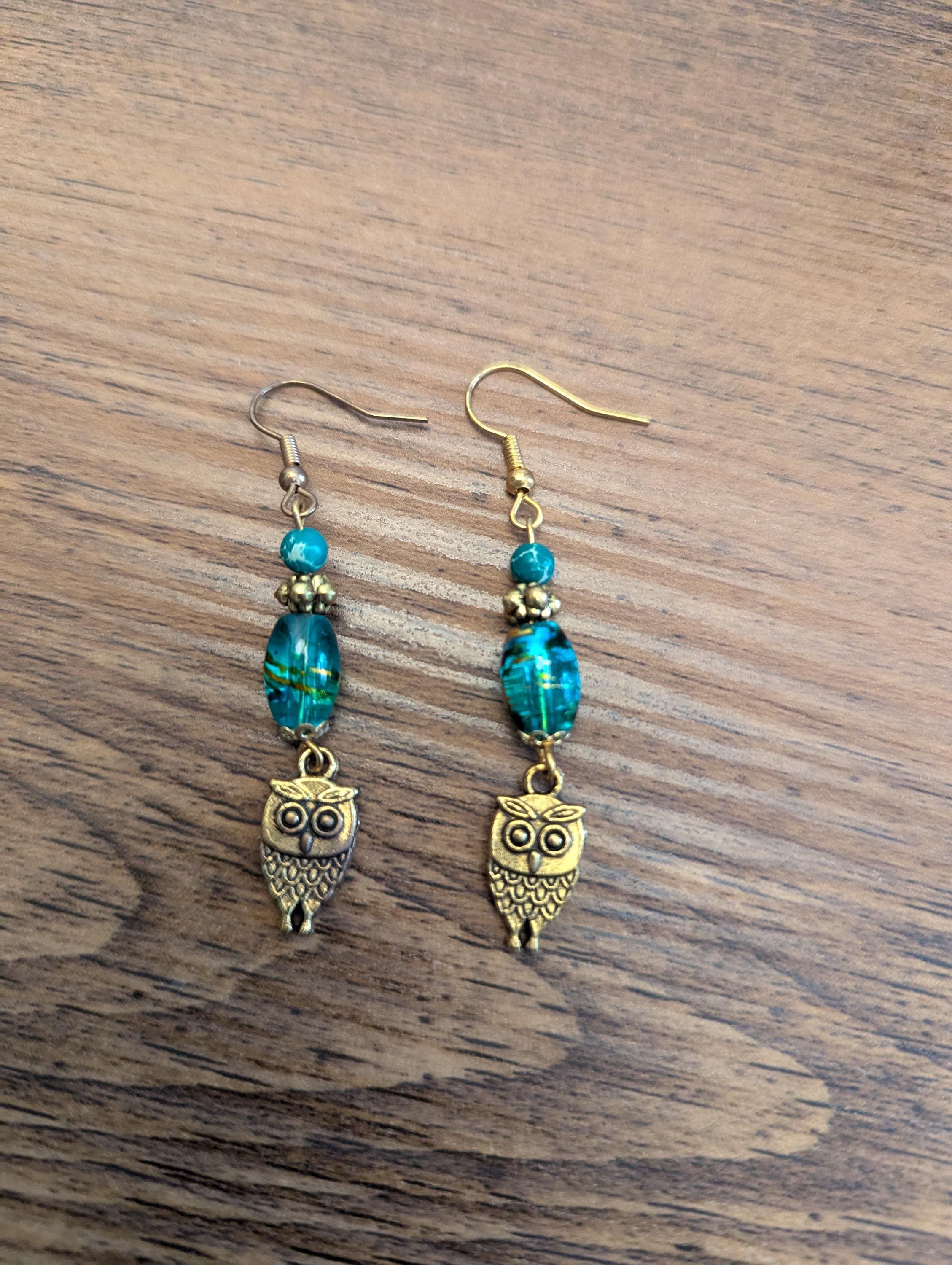 Silver and Purple Owl Earrings