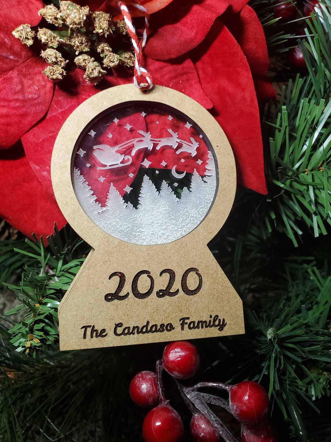 Custom made snow globe ornament engraved with name and year Etsy