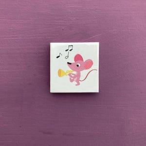 TILE PICTURE MAGNET Musician Mouse, 5 x 5 cm