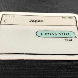 I miss you, Japan text message, Tokyo sticker, Thanksgiving, travel, Macbook sticker, scrapbook, Tokyo, laptop sticker, Japan stickers, gift