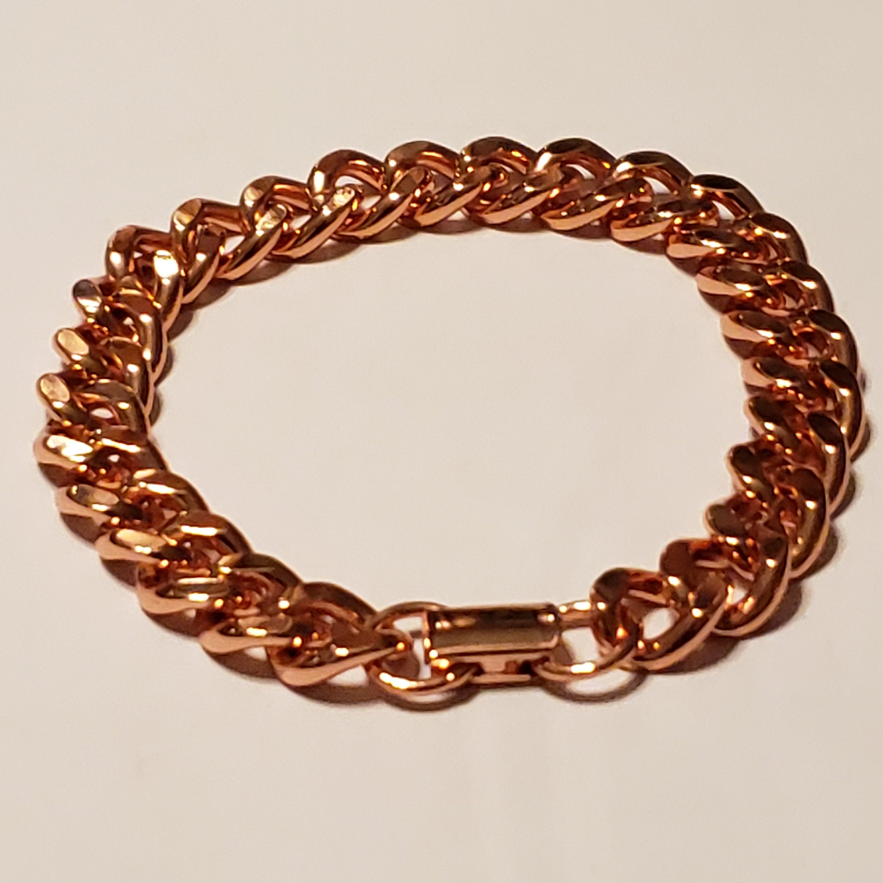 Solid Copper Super Chunky 16mm Curb Chain Bracelet B162R Men's Copper Cuban  Curb Chain Bracelet 8.5 Inch