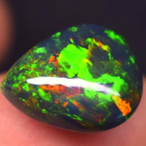 7.30 Cts. Vintage Fire Natural Ethiopian Black Opal Cabochon, AAA Quality, Pear Shape Opal For Jewelry Supply (15.9x13.1x8.2 MM) AB-4638