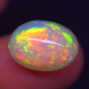 7.20 Cts. AAA+ Natural Ethiopian Opal Cabochon, Loose Gemstone, Multi Welo Fire, High Quality Oval For Jewelry (15.6x11.5x8 MM) AB-4580