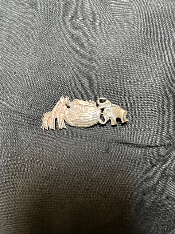 Vintage Sterling Silver Noah’s Ark Pin Brooch Made